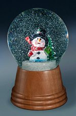 Snowman with Scarf & Tree<br>Vienna Snow Globe